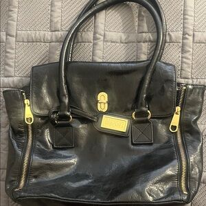 Badgley Mischka Black Satchel with Gold Accents